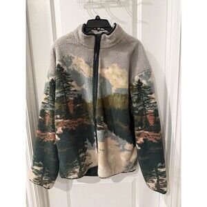 Adult Printed Landscape Zip-Up Fleece Jacket - Woolrich NEW RARE